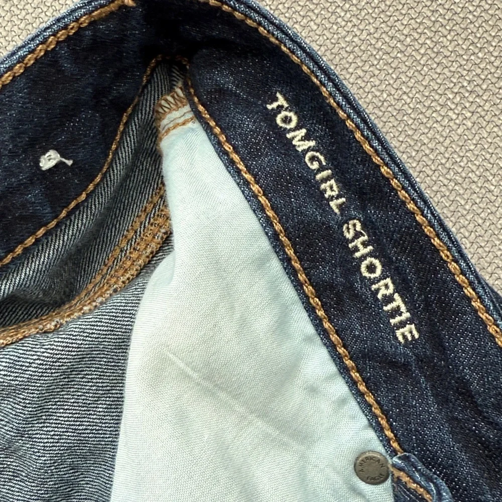 American Eagle Outfitters  Tomgirl Women's Frayed Hem Jean Shorts Indigo Size 6 - Picture 3 of 7